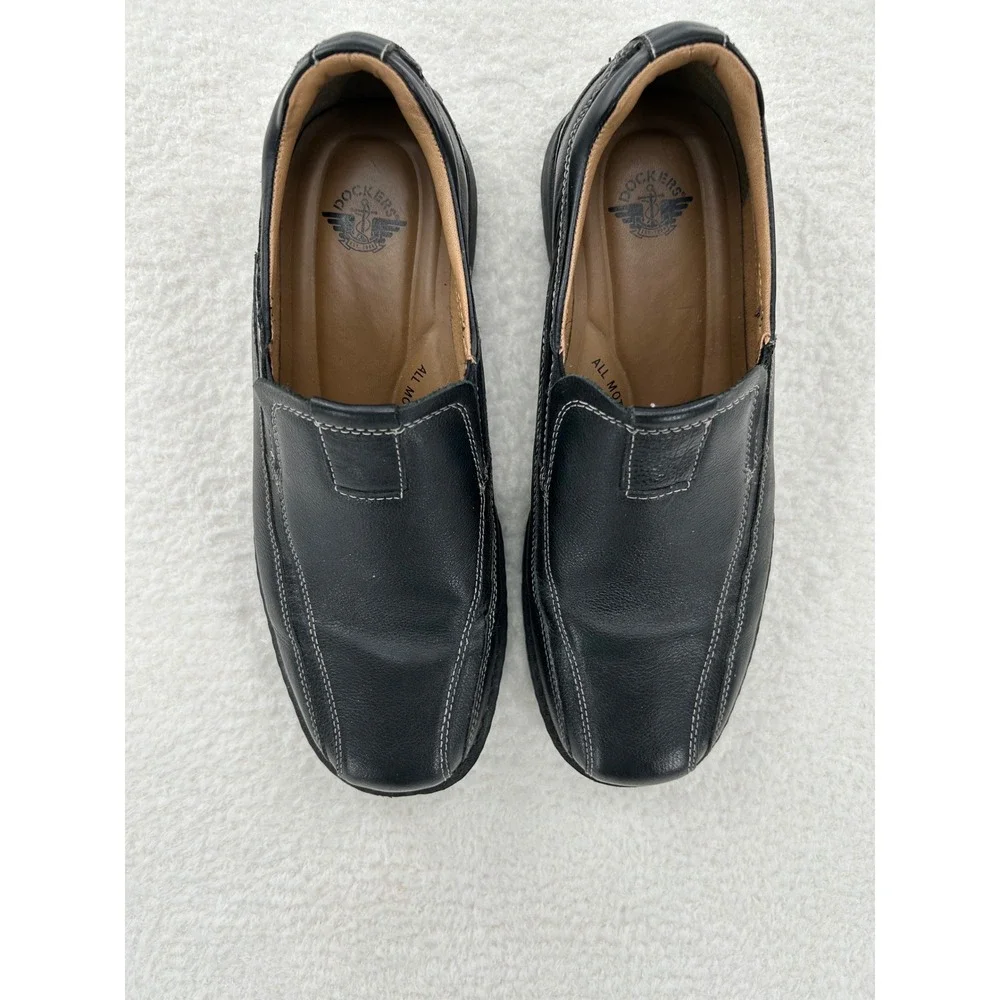 Dockers Mens Black‎ Leather All Motion Comfort Slip On Loafers 10W 90-29034